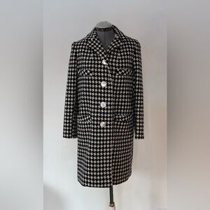 Vintage 1950’s-1960’s Double Breasted Houndstooth Jacket- Navy Blue/Cream